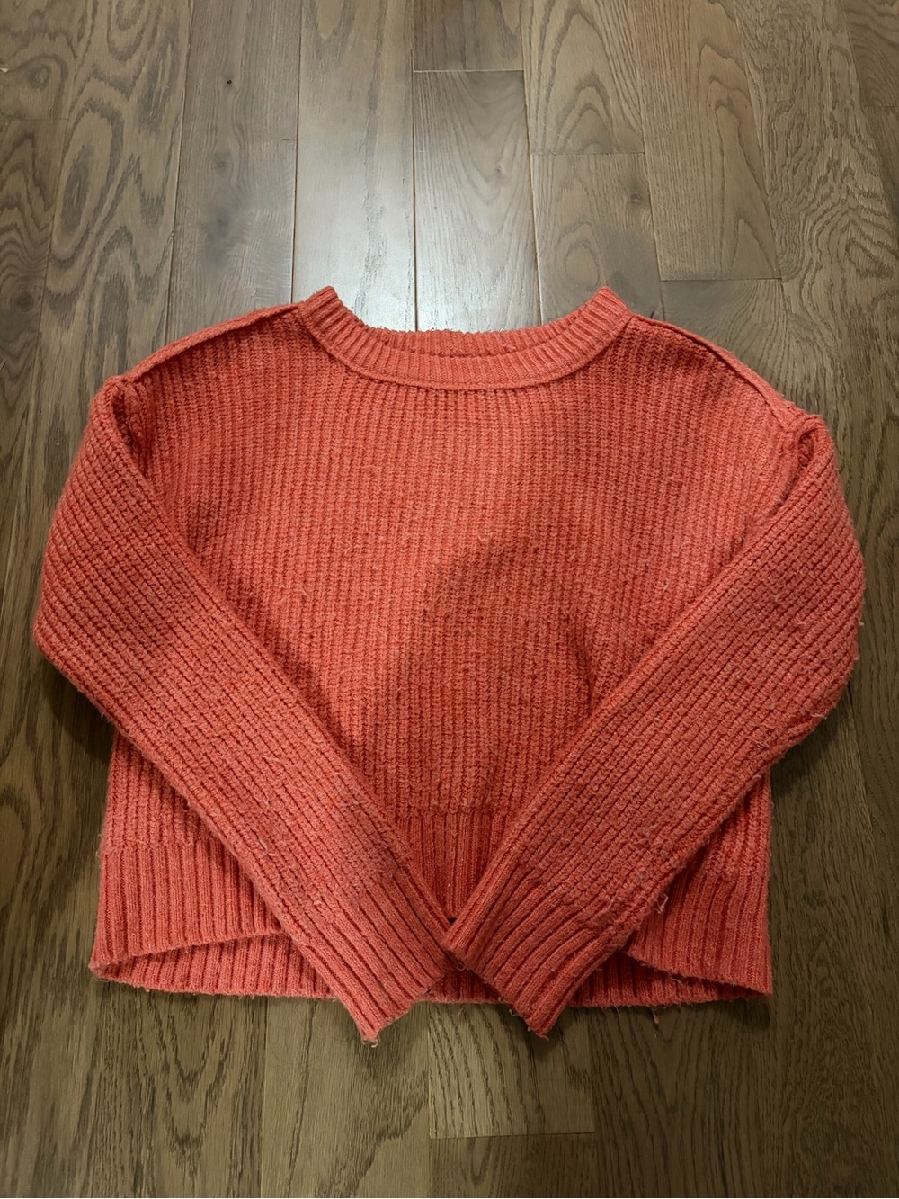 American Eagle Outfitters Ribbed Crewneck Sweater - Coral Orange